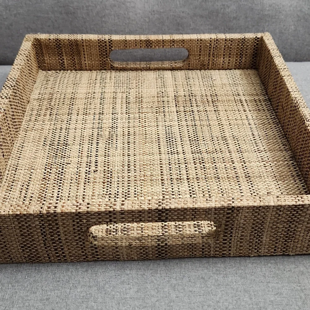 West Elm Square Raffia Tray